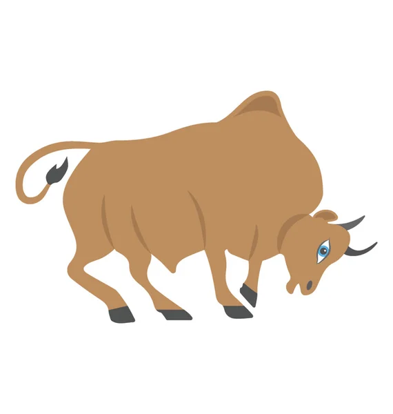 Животное Имени Бык Знак Зодиака Таурус Плоская Икона — стоковый вектор