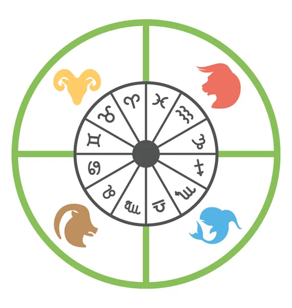 Flat Vector Icon Design Zodiac Wheel — Stock Vector