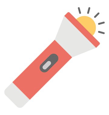 El feneri, el feneri ile sarı ışık düz tasarım simgesi