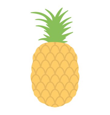 Ananas, meyve tasarım vektör simgesi düz.