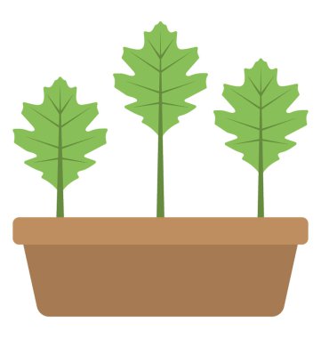 Bitki konteyner, küçük bitki pot, düz vektör simgesi 