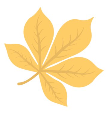 Bir sarı renkli sonbahar yaprak veya akçaağaç, düz vektör simgesi 