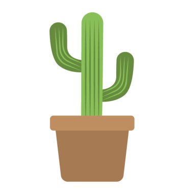 Bir küçük saksı kaktüs bitki, düz vektör simgesi 