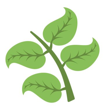 Bir dal veya yeşil yapraklı dal, düz vektör simgesi 