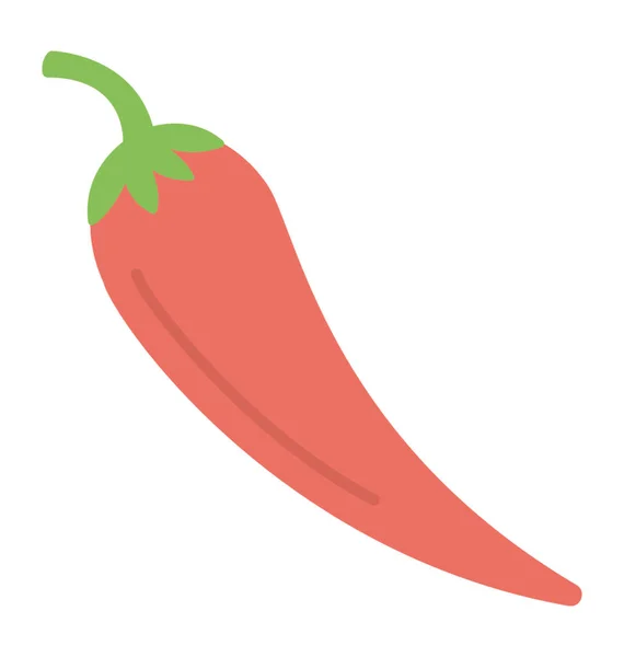 Merah Cabai Ikon Desain Rata Sayuran - Stok Vektor