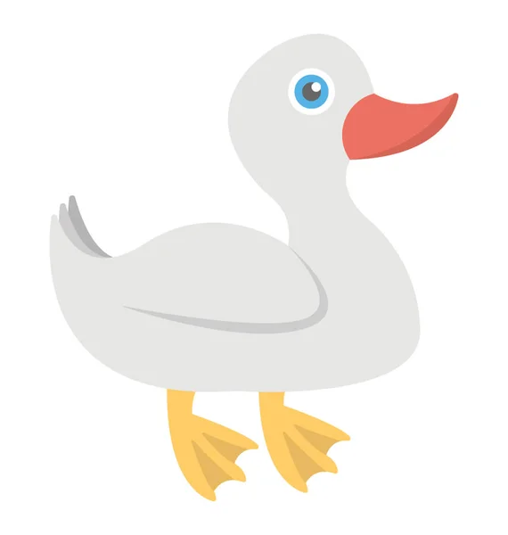 Cartoon Duck Flat Design Icon — Stock Vector