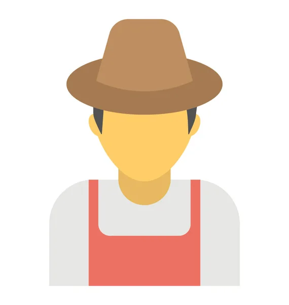 Μια Απρόσωπη Άνδρα Που Φοράει Καπέλο Έννοια Του Αγρότη Επίπεδη — Διανυσματικό Αρχείο