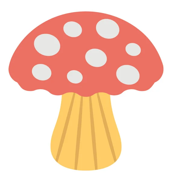 Cartoon Mushroom Flat Vector Icon — Stock Vector
