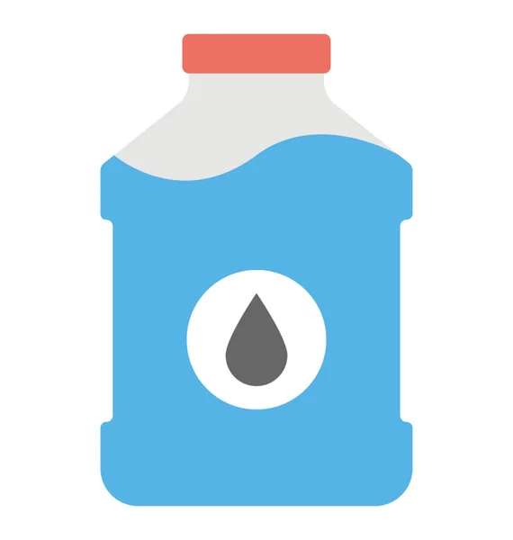 Ένα Πλαστικό Μπουκάλι Νερού Πτώση Σημάδι Επίπεδη Διάνυσμα Εικονίδιο — Διανυσματικό Αρχείο
