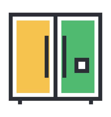 Çift kapı buzdolabı vektör simgesi