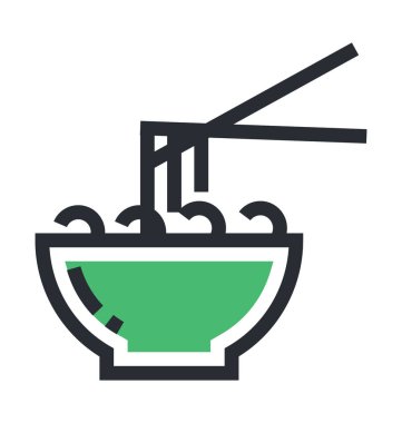 noodles düz vektör simgesi