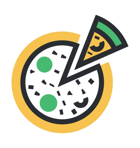 Pizza Plat Vector Icon — Stockvector