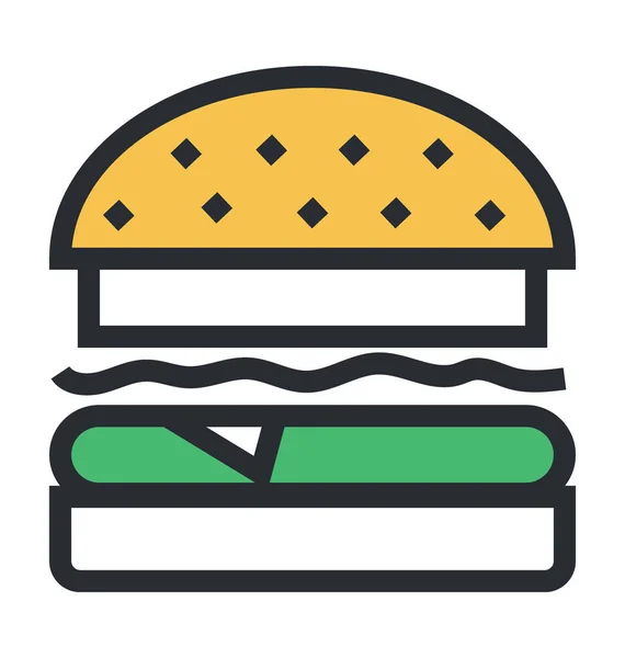 Burger Piatto Icona Vettoriale — Vettoriale Stock