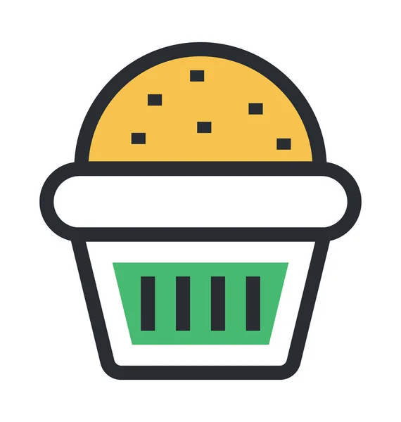 Cupcake Plano Vector Icono — Archivo Imágenes Vectoriales