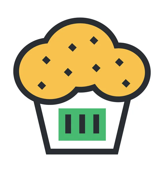 Cupcake Plano Vector Icono — Archivo Imágenes Vectoriales