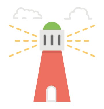 Deniz seyir yardım düz vektör simgesi tasarım için bir deniz feneri