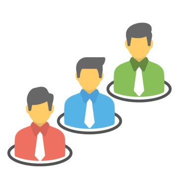 Bir grup insan iş gücü organizasyon, düz vektör simge temsil eden