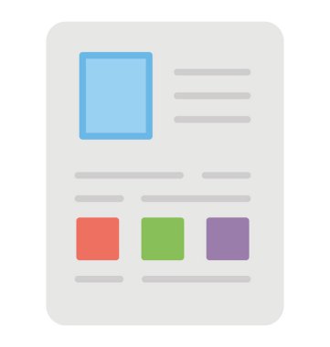 İş tanımı formu, düz vektör simgesi 