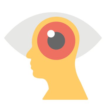 İnsan kafası ve göz, çözüm sağlayıcı kavramı vektör simge düz tasarım 