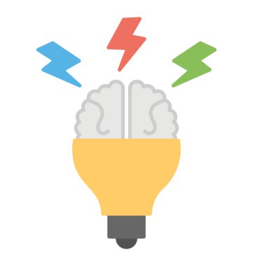 Beyin fırtınası, büyük fikirler kavramı, düz vektör simgesi 