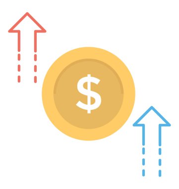 Yukarı okları, düz simgesi tasarım yükseltmek fonları bir dolar işareti