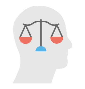 Bir denge içinde onun zihin bayraklarında etik, düz simgesi olan bir kişi