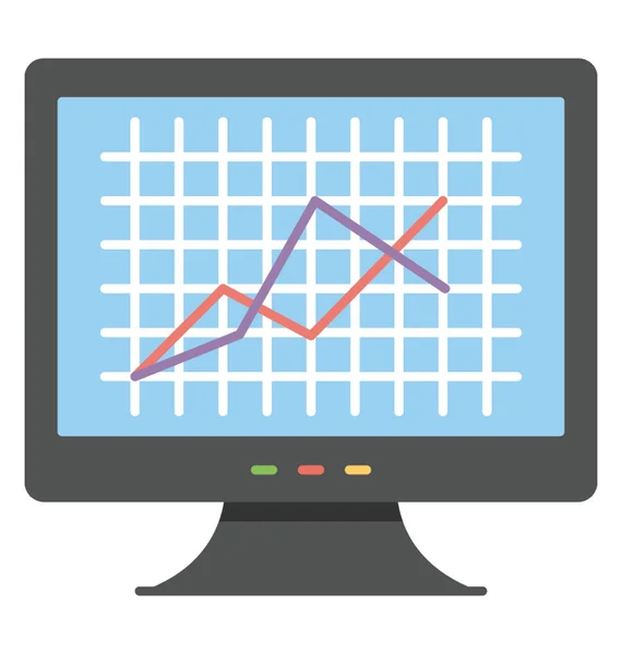 Obrazovka Monitoru Prezentaci Dynamiku Růstu Ploché Ikony Designu — Stockový vektor