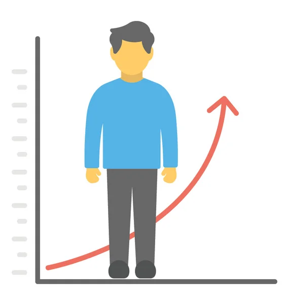 Человек Графике Роста Плоская Икона Личностного Развития — стоковый вектор