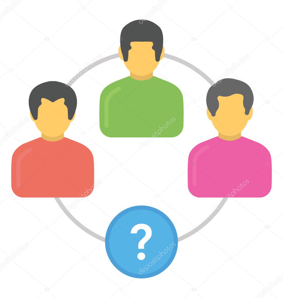 Group of people symbolising analytical group, flat icon