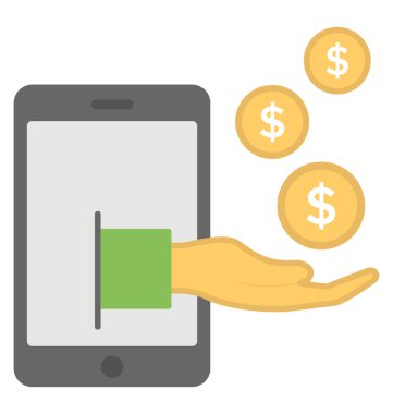 Düz vektör simgesi tasarım mobil ödeme kabul etme