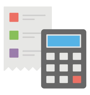 Bir hesap makinesi ile levha bayraklarında fatura hesabı