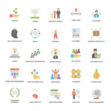 Başarı ve fırsatlar düz Vector Icons Set 