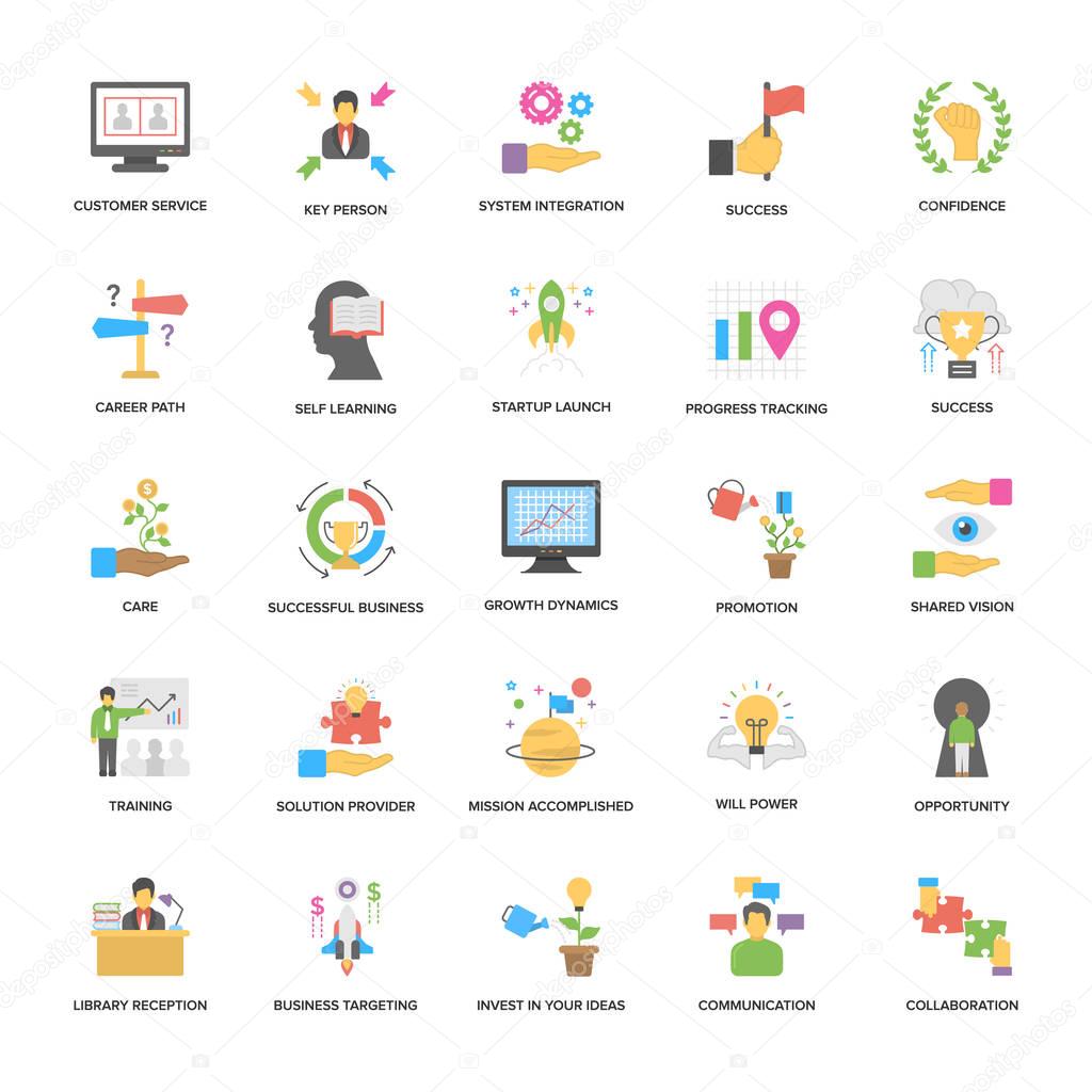 Flat Vector Icons Set Of Success and Opportunities 