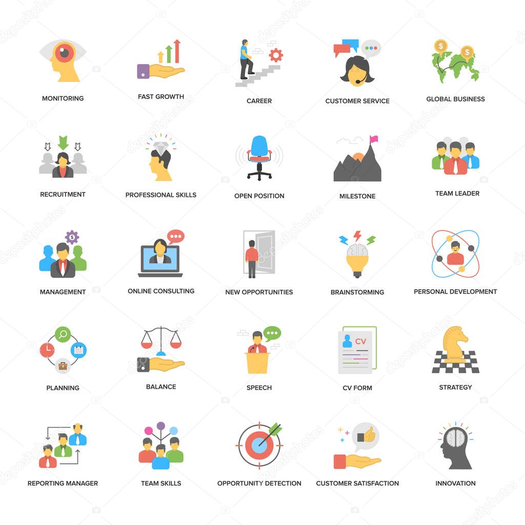 Success and Opportunities Flat Vector Icons Pack 