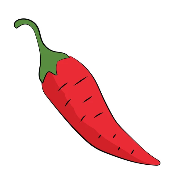 Chili Peper Schetsmatig Gekleurde Vector Icon — Stockvector