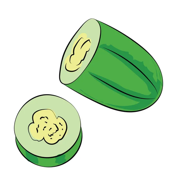 Cucumber Sketchy Colored Vector Icon — Stock Vector