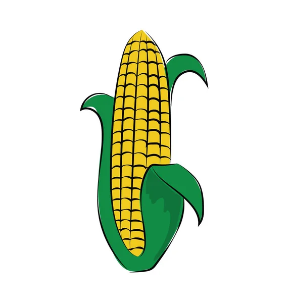 Corn Hand Dras Skissartad Vektor Symbol — Stock vektor