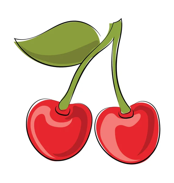 Ikon Vektor Berwarna Cherry Sketchy - Stok Vektor