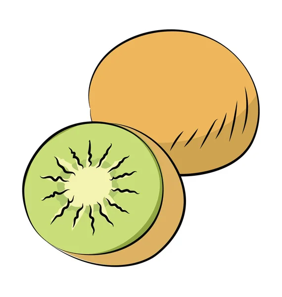 Kiwi Fruta Dibujado Mano Vectorial Incompleto Icono — Vector de stock