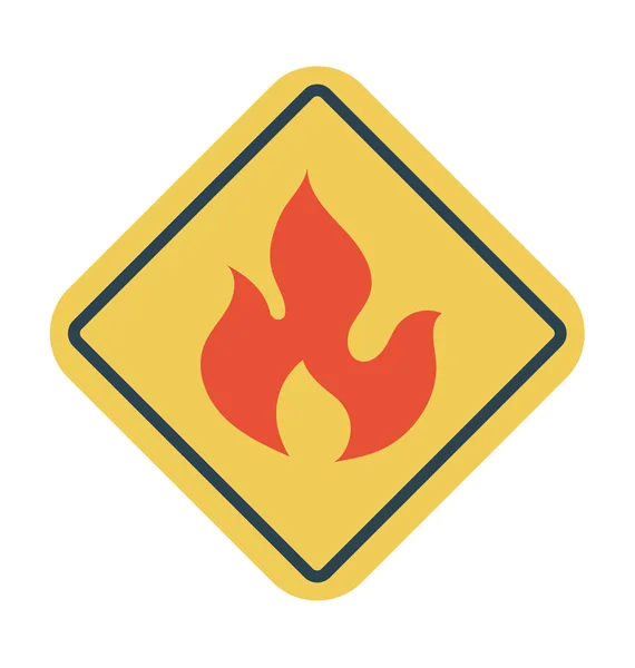 Ilustración Vectorial Advertencia Incendio — Vector de stock