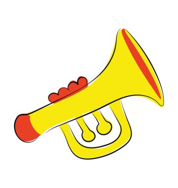 Trompet el çizilmiş vektör simgesi