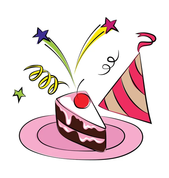 Birthday Party Hand Drawn Colored Vector Icon — Stock Vector