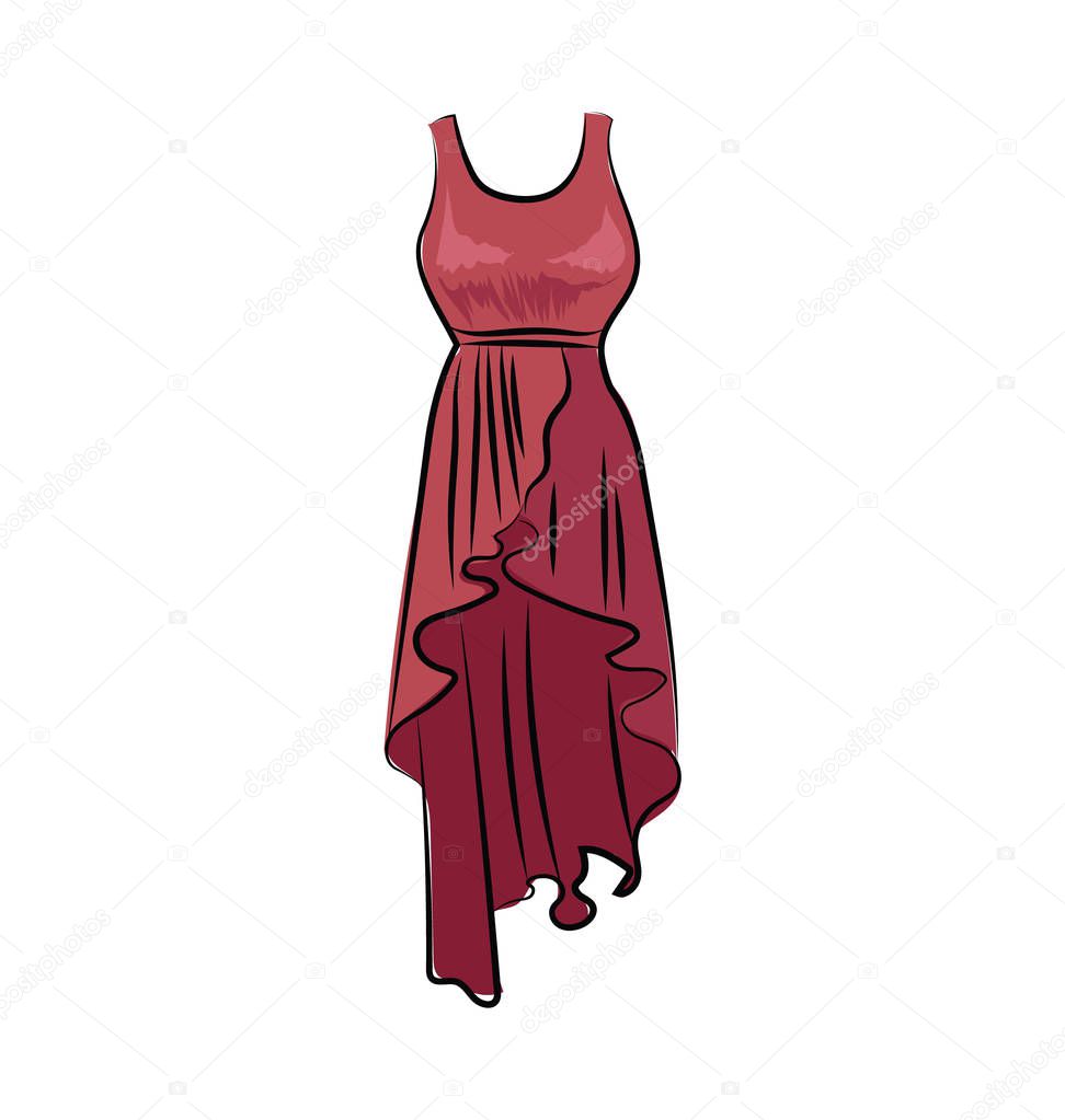 Woman Dress Colored Vector Icon