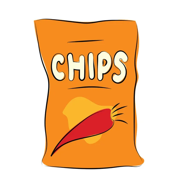 Potato Chips Hand Getrokken Vector Icon — Stockvector
