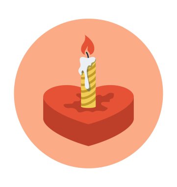 kalp üzerinde düz vektör simge mum 