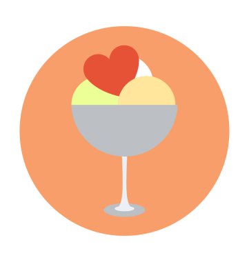 Kalp düz vektör simgesi ile dondurma 