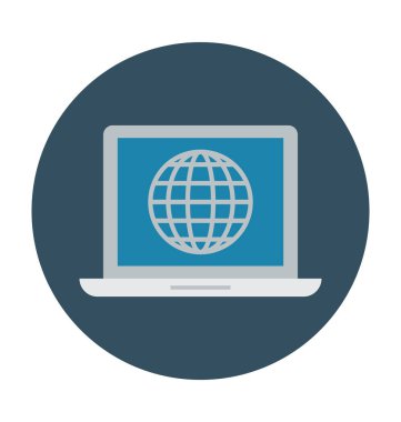 Ekran dünya düz vektör simgesi  