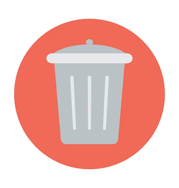 Basura Papelera Plana Vector Icono — Vector de stock