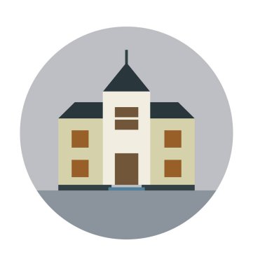 Tarihi bina düz vektör simgesi