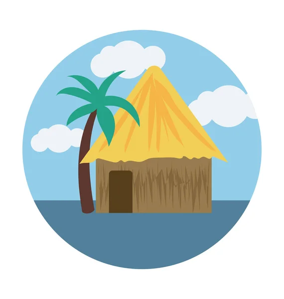 Cabaña Del Pueblo Vector Plano Icono — Vector de stock